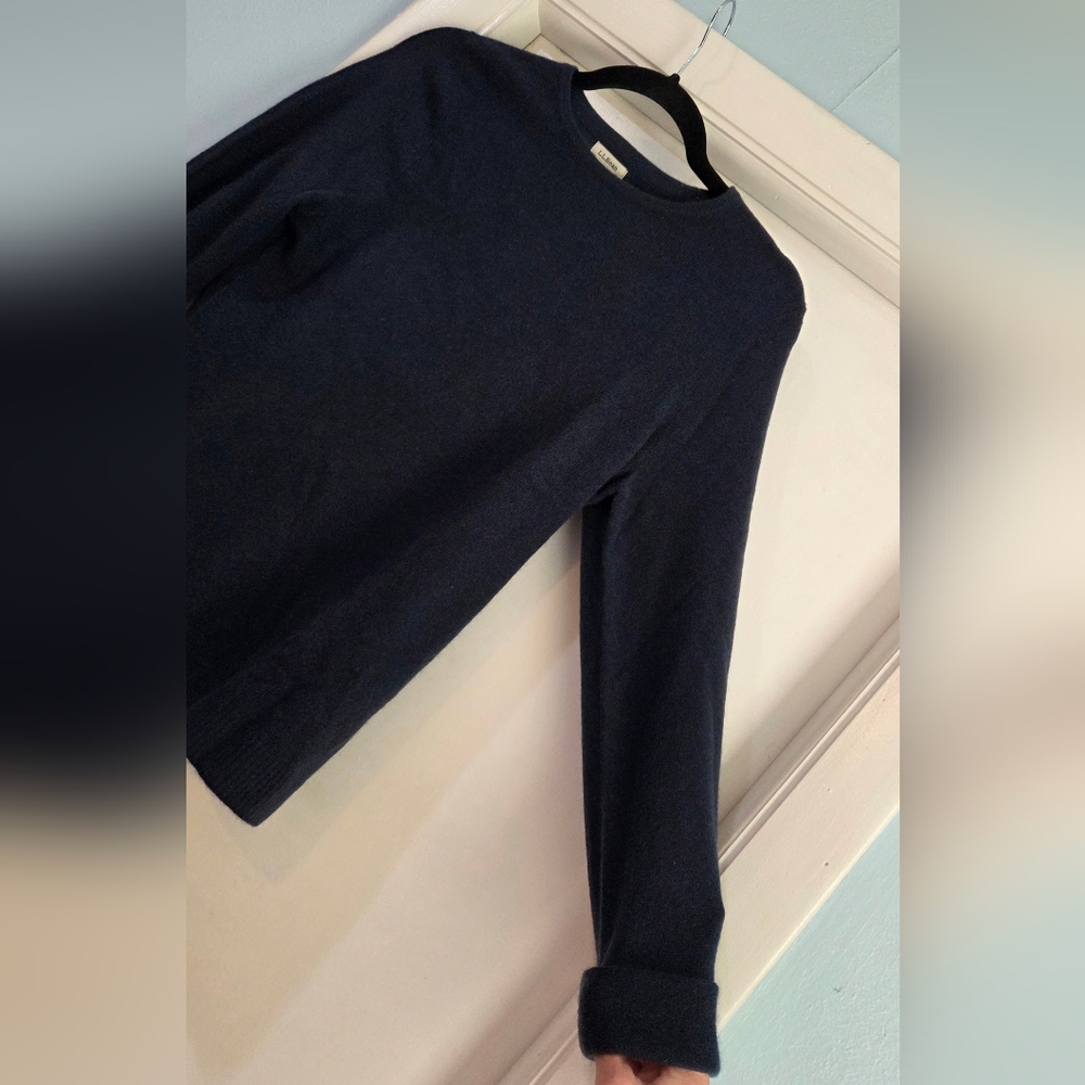 Women's L.L.Bean Navy Cashmere Crew Sweater, Size S - Picture 8 of 14